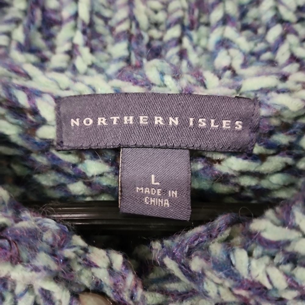 Vintage Northern Isles Variegated Knit Cardigan With Shell Buttons - Picture 5 of 13